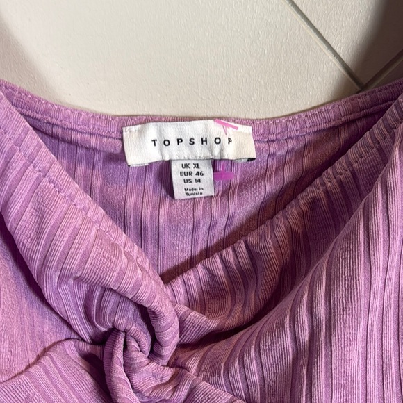 Topshop Purple Ribbed Dress with Knot Detail - Picture 2 of 11
